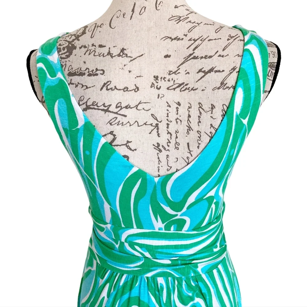 SOLD Lilly Pulitzer Villa green Finders Keepers printed flowy dress sleeveless S - Picture 10 of 11
